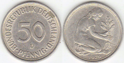 1979 D Germany 50 Pfennig (EF) A005109